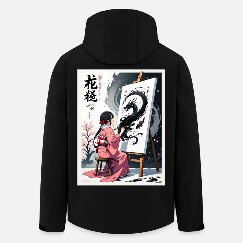 Sakura Dragon Ink Painting - Men’s Recycled Softshell Jacket by Stanley/Stella - black