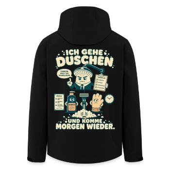 Ich gehe duschen und komme morgen wieder - Recycelte Männer Softshell-Jacke von Stanley/Stella - Schwarz - Hinten - AI Model Male 185 light (185cm)