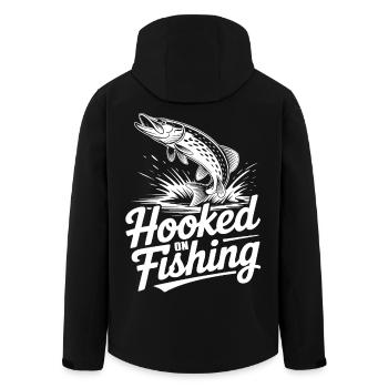 Hooked on Fishing - Men’s Recycled Softshell Jacket by Stanley/Stella - black - Back - AI Model Male 185 light (185cm)