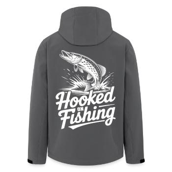 Hooked on Fishing - Men’s Recycled Softshell Jacket by Stanley/Stella - anthracite - Back - AI Model Male 185 light (185cm)