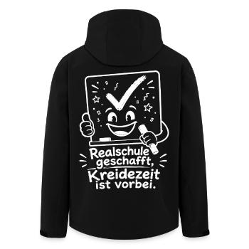 Realschule geschafft, Kreidezeit ist vorbei. - Recycelte Männer Softshell-Jacke von Stanley/Stella - Schwarz - Hinten - AI Model Male 185 light (185cm)
