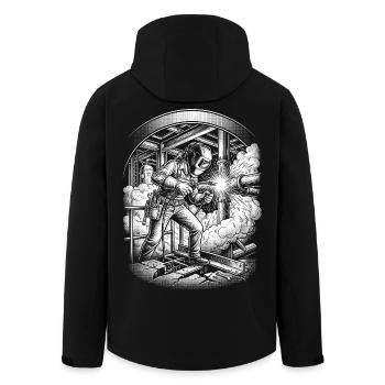 Soudeur au travail, métier d’artisan. - Veste softshell homme en polyester recyclé Stanley/Stella - noir - Dos - AI Model Male 185 light (185cm)