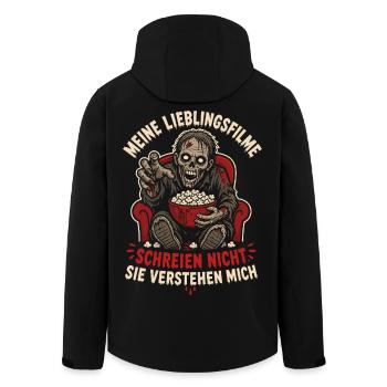 Meine Lieblingsfilme Schreien Nicht - Recycelte Männer Softshell-Jacke von Stanley/Stella - Schwarz - Hinten - AI Model Male 185 light (185cm)