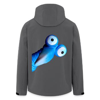 Funny blue bird with big eyes - Men’s Recycled Softshell Jacket by Stanley/Stella - black - Back - AI Model Male 185 light (185cm)