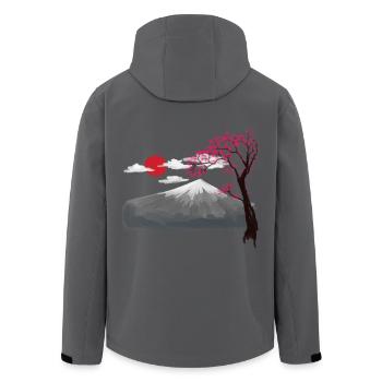 Fleur de cerisier Japon Asie Nature Montagnes Nature - Veste softshell homme en polyester recyclé Stanley/Stella - noir - Dos - AI Model Male 185 light (185cm)