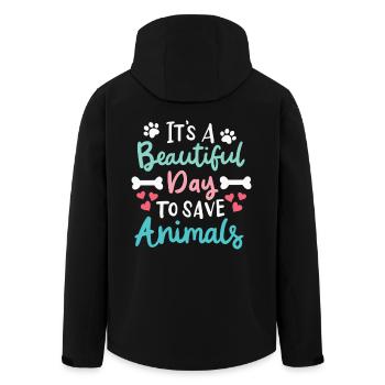 It's A Beautiful Day To Save Animals Tierschutz - Recycelte Männer Softshell-Jacke von Stanley/Stella - Schwarz - Hinten - AI Model Male 185 light (185cm)