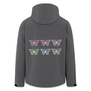Motif Papillons mignons - Veste softshell homme en polyester recyclé Stanley/Stella - noir - Dos - AI Model Male 185 light (185cm)