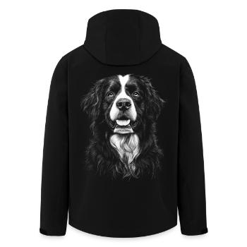 Bernese Mountain Dog Portrait Dog Dog - Men’s Recycled Softshell Jacket by Stanley/Stella - black - Back - AI Model Male 185 light (185cm)