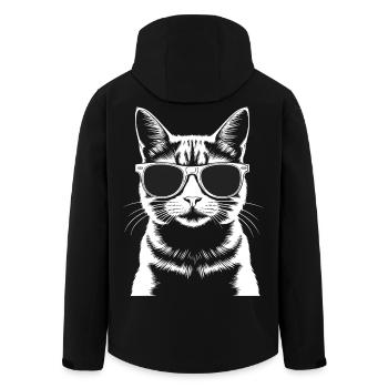 Katze mit Brille - Recycelte Männer Softshell-Jacke von Stanley/Stella - Schwarz - Hinten - AI Model Male 185 light (185cm)