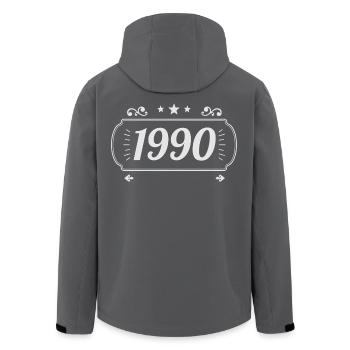 Vintage 1990 Rétro Anniversaire 1990  - Veste softshell homme en polyester recyclé Stanley/Stella - charbon - Dos - AI Model Male 185 light (185cm)