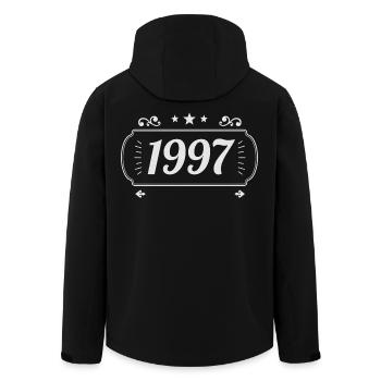 Vintage 1997 Retro Anniversary 1997 - Men’s Recycled Softshell Jacket by Stanley/Stella - black - Back - AI Model Male 185 light (185cm)