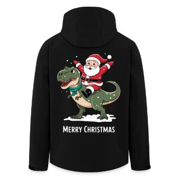 Dinosaur T-Rex Christmas Santa Claus - Men’s Recycled Softshell Jacket by Stanley/Stella - black - Back - AI Model Male 185 light (185cm)