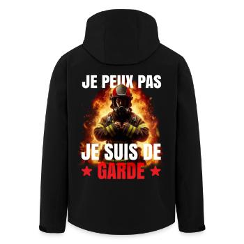 Je Peux Pas Je Suis De Garde Cadeau Humour Pompier - Veste softshell homme en polyester recyclé Stanley/Stella - noir - Dos - AI Model Male 185 light (185cm)