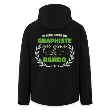 Fier d’être Graphiste et Passionné de la Randonnée - Veste softshell homme en polyester recyclé Stanley/Stella - noir - Dos - AI Model Male 185 light (185cm)