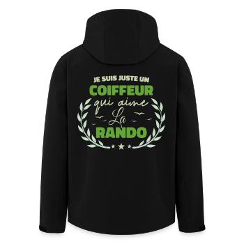 Fier d’être Coiffeur et Passionné de la Randonnée - Veste softshell homme en polyester recyclé Stanley/Stella - noir - Dos - AI Model Male 185 light (185cm)