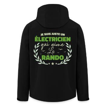 Fier d’être Électricien et Passionné de la Rando - Veste softshell homme en polyester recyclé Stanley/Stella - noir - Dos - AI Model Male 185 light (185cm)