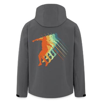 Retro Speerwurf, Leichtathletik Sport - Recycelte Männer Softshell-Jacke von Stanley/Stella - Schwarz - Hinten - AI Model Male 185 light (185cm)