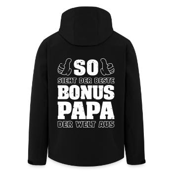 Bonus Papa Stiefvater Stiefpapa Vatertag Geschenk - Recycelte Männer Softshell-Jacke von Stanley/Stella - Schwarz - Hinten - AI Model Male 185 light (185cm)