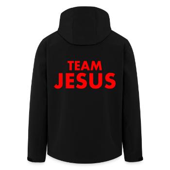 Team jesus - Men’s Recycled Softshell Jacket by Stanley/Stella - black - Back - AI Model Male 185 light (185cm)