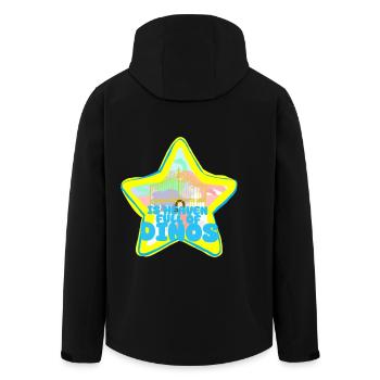 Dinosaur Paradise - Men’s Recycled Softshell Jacket by Stanley/Stella - black - Back - AI Model Male 185 light (185cm)