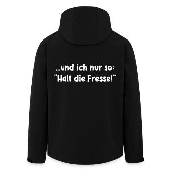 Halt die Fresse - Recycelte Männer Softshell-Jacke von Stanley/Stella - Schwarz - Hinten - AI Model Male 185 light (185cm)