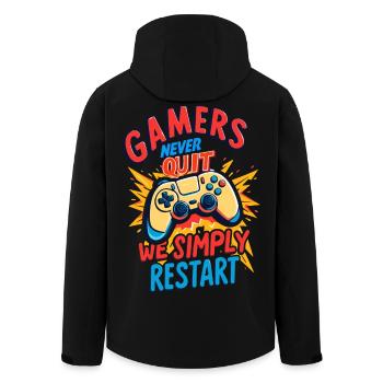 Gamers Never Quit - Men’s Recycled Softshell Jacket by Stanley/Stella - black - Back - AI Model Male 185 light (185cm)