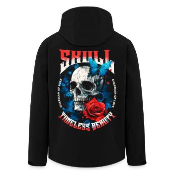 Skull Skull Butterfly Rose Flower - Men’s Recycled Softshell Jacket by Stanley/Stella - black - Back - AI Model Male 185 light (185cm)