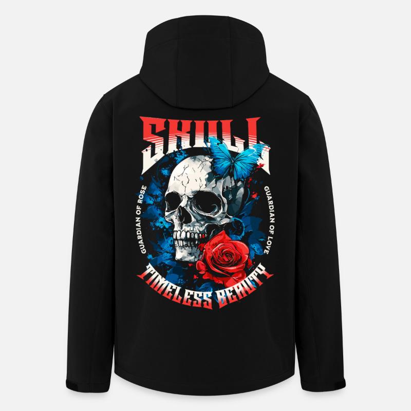 Crâne, Crâne, Papillon, Rose, Fleur - Veste softshell homme en polyester recyclé Stanley/Stella - noir