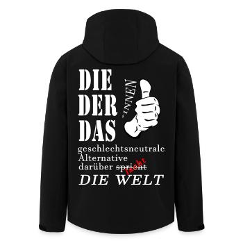 DIE DER DAS über die die Welt spricht lacht Gender - Recycelte Männer Softshell-Jacke von Stanley/Stella - Schwarz - Hinten - AI Model Male 185 light (185cm)