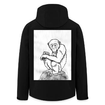 Nachdenklicher Schimpanse - Recycelte Männer Softshell-Jacke von Stanley/Stella - Schwarz - Hinten - AI Model Male 185 light (185cm)