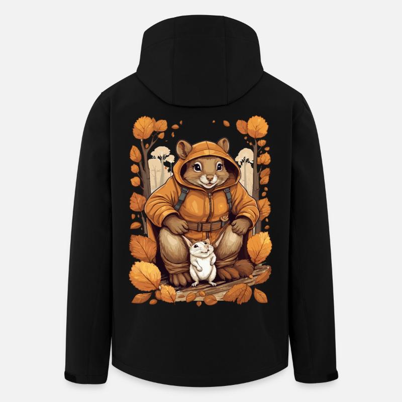 Écureuil mignon avec souris - Veste softshell homme en polyester recyclé Stanley/Stella - noir