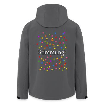 Stimmung Konfetti Silvester Karneval Spruch - Recycelte Männer Softshell-Jacke von Stanley/Stella - Anthrazit - Hinten - AI Model Male 185 light (185cm)