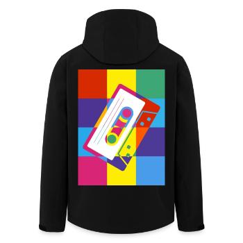 Retro Cassette Tape Pop Art Illustration - Men’s Recycled Softshell Jacket by Stanley/Stella - black - Back - AI Model Male 185 light (185cm)