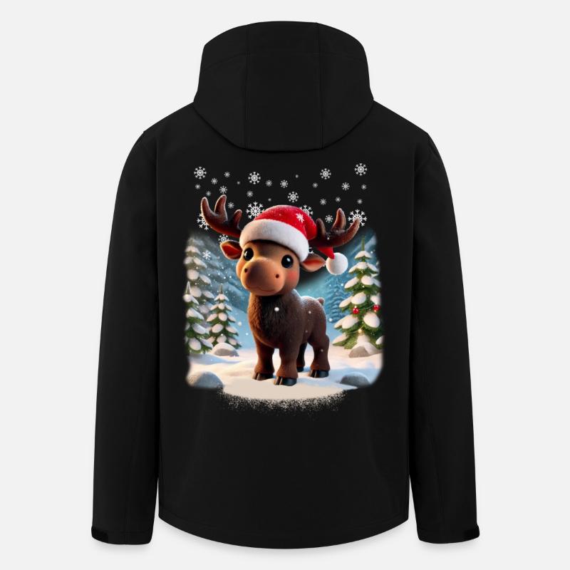 Moose - Mosses - Christmas - Snow - Men’s Recycled Softshell Jacket by Stanley/Stella - black