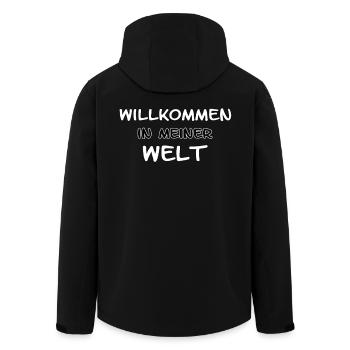 Willkommen in meiner welt-spruch - Recycelte Männer Softshell-Jacke von Stanley/Stella - Schwarz - Hinten - AI Model Male 185 light (185cm)