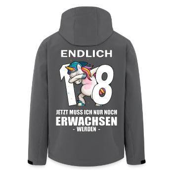 18. Geburtstag Einhorn 18 Jahre 18. Jubiläum - Recycelte Männer Softshell-Jacke von Stanley/Stella - Schwarz - Hinten - AI Model Male 185 light (185cm)