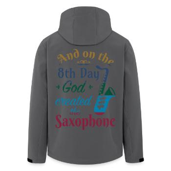 And on the 8th Day God created the Saxophone, bunt - Men’s Recycled Softshell Jacket by Stanley/Stella - black - Back - AI Model Male 185 light (185cm)