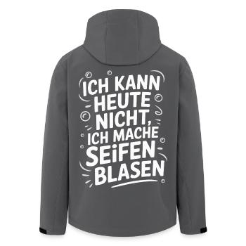 Motivational design with handwritten font - Men’s Recycled Softshell Jacket by Stanley/Stella - anthracite - Back - AI Model Male 185 light (185cm)