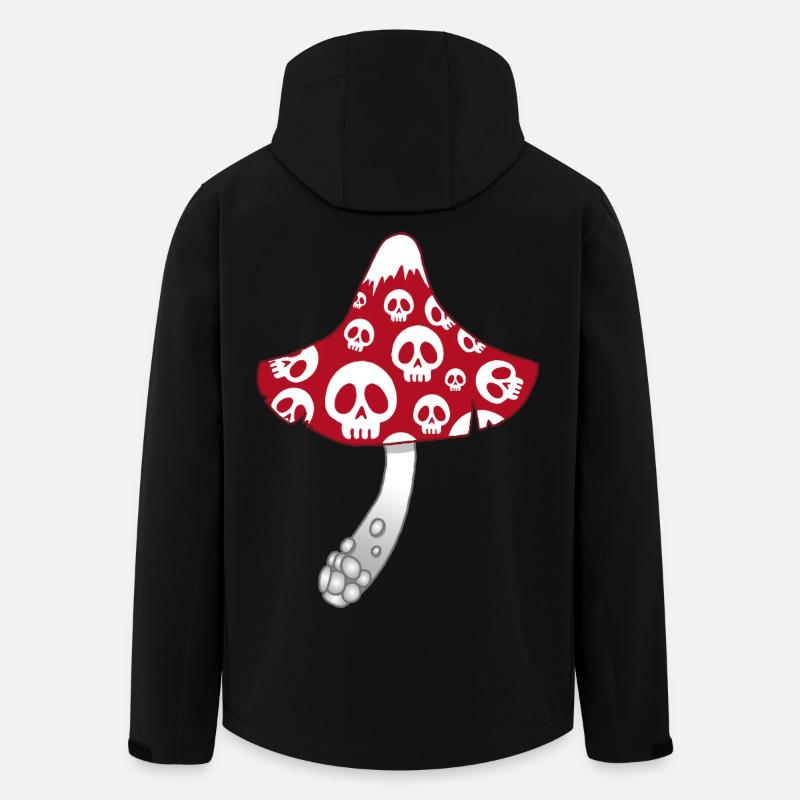 Red Mushroom with White Skulls - Men’s Recycled Softshell Jacket by Stanley/Stella - black