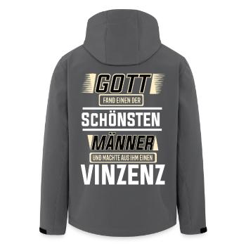 Vincent the Most Beautiful Man of God Shaped Design - Men’s Recycled Softshell Jacket by Stanley/Stella - anthracite - Back - AI Model Male 185 light (185cm)
