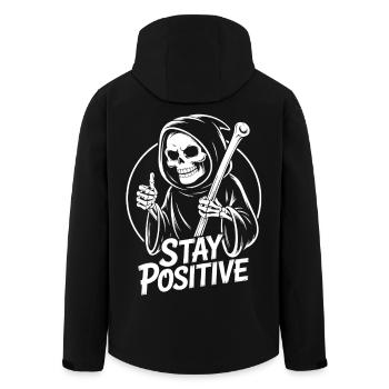 Bleib Positiv Grim Reaper Design - Recycelte Männer Softshell-Jacke von Stanley/Stella - Schwarz - Hinten - AI Model Male 185 light (185cm)
