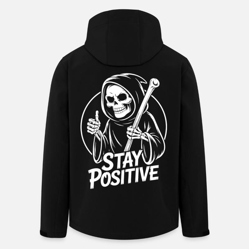 Reste positif, design de Faucheur - Veste softshell homme en polyester recyclé Stanley/Stella - noir