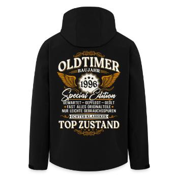 Cadeau d’anniversaire Vintage 1996 Année 30 - Veste softshell homme en polyester recyclé Stanley/Stella - noir - Dos - AI Model Male 185 light (185cm)