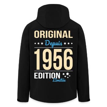 Original seit 1956 – 70-jähriges Jubiläum - Recycelte Männer Softshell-Jacke von Stanley/Stella - Schwarz - Hinten - AI Model Male 185 light (185cm)