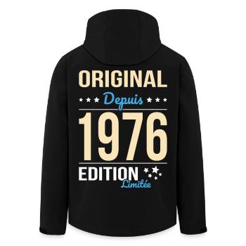 Original depuis 1976 – Anniversaire 50 ans - Veste softshell homme en polyester recyclé Stanley/Stella - noir - Dos - AI Model Male 185 light (185cm)