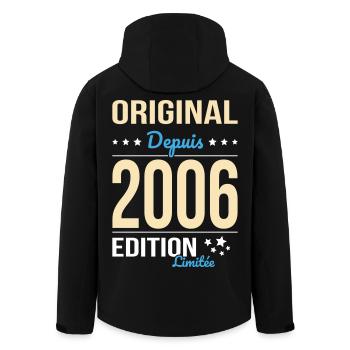 Original seit 2006 – 20-jähriges Jubiläum - Recycelte Männer Softshell-Jacke von Stanley/Stella - Schwarz - Hinten - AI Model Male 185 light (185cm)
