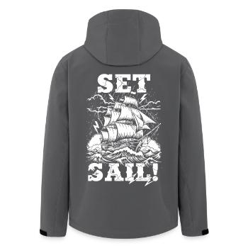 Set Sail Navire Tempête Vintage - Veste softshell homme en polyester recyclé Stanley/Stella - noir - Dos - AI Model Male 185 light (185cm)