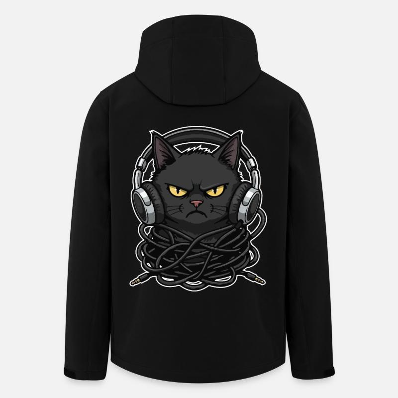 Kabel-Chaos-Katzen-Musik-Kopfhörer - Recycelte Männer Softshell-Jacke von Stanley/Stella - Schwarz