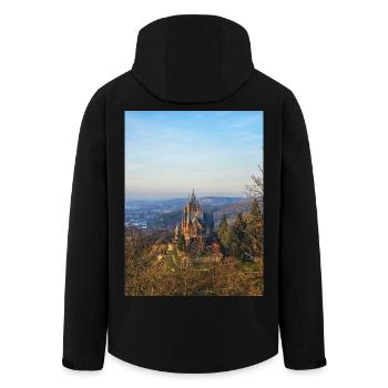 Le château de Drachenburg sur la pente au jour du soir - Veste softshell homme en polyester recyclé Stanley/Stella - noir - Dos - AI Model Male 185 light (185cm)