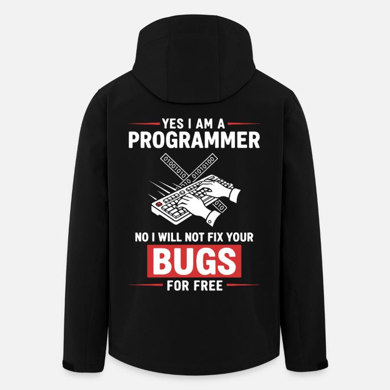 Humor Fixed Programmer No Bugs - Men’s Recycled Softshell Jacket by Stanley/Stella - black